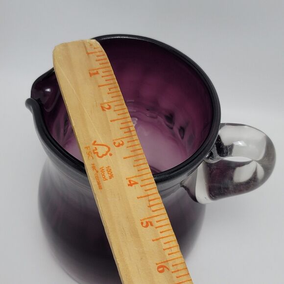 Amethyst Glass Pitcher Purple Lemonade Water JugWith Clear Handle - Picture 3 of 15